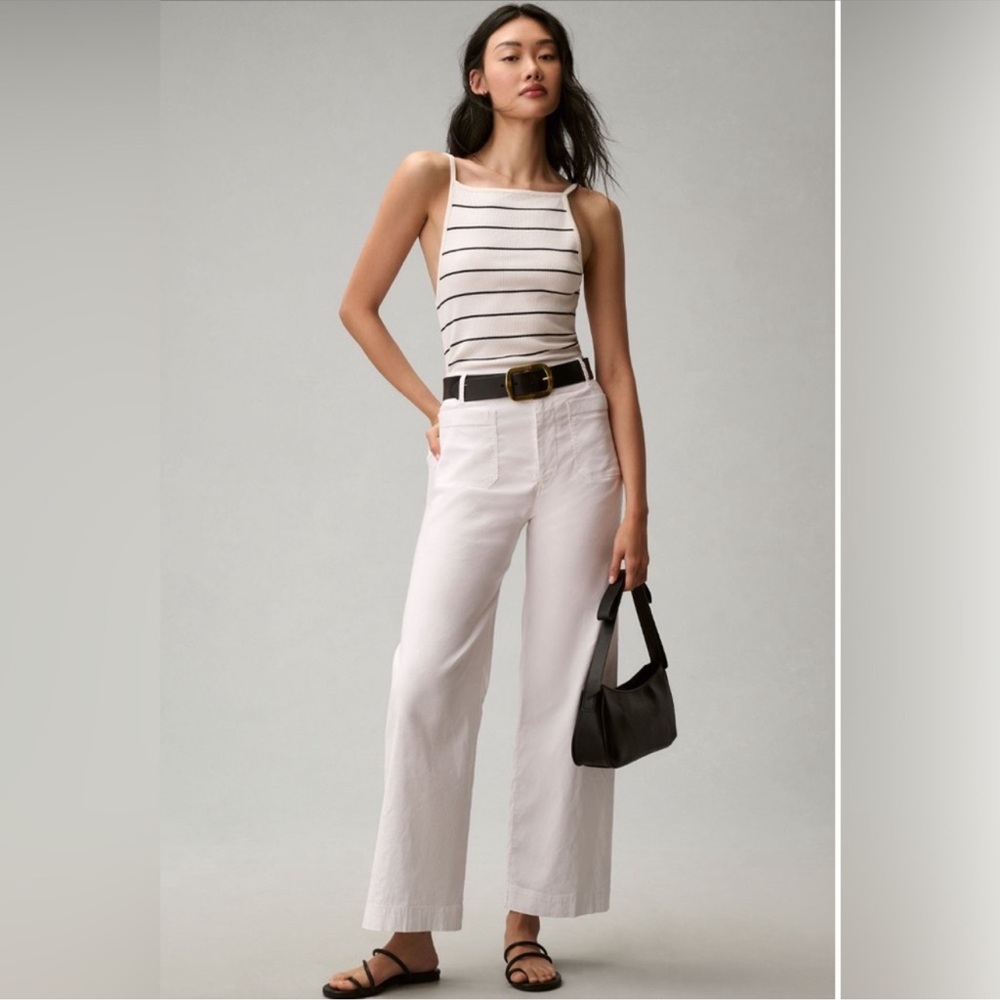 Anthropologie White Wide Leg Pants